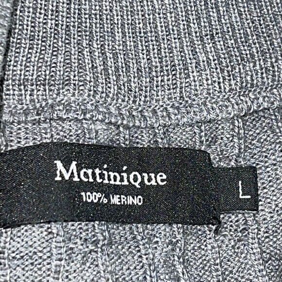 Martinique sweater Mens large Merino cable knit quarter Zip Gray - Picture 7 of 13